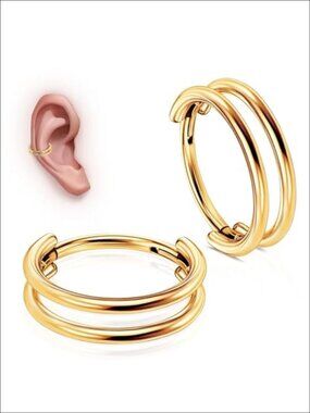 G23 Titanium Conch Piercing Jewelry Set 16G Double Hoop Nose Rings
